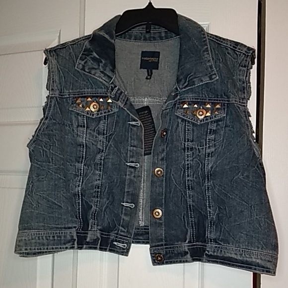Highway Jeans Jackets & Blazers - Highway jeans cropped sleeveless jean jacket